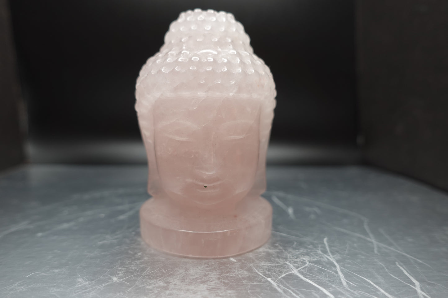 Rose Quartz Buddha head statue