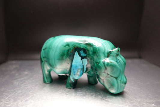 Malachite Hippo Statue